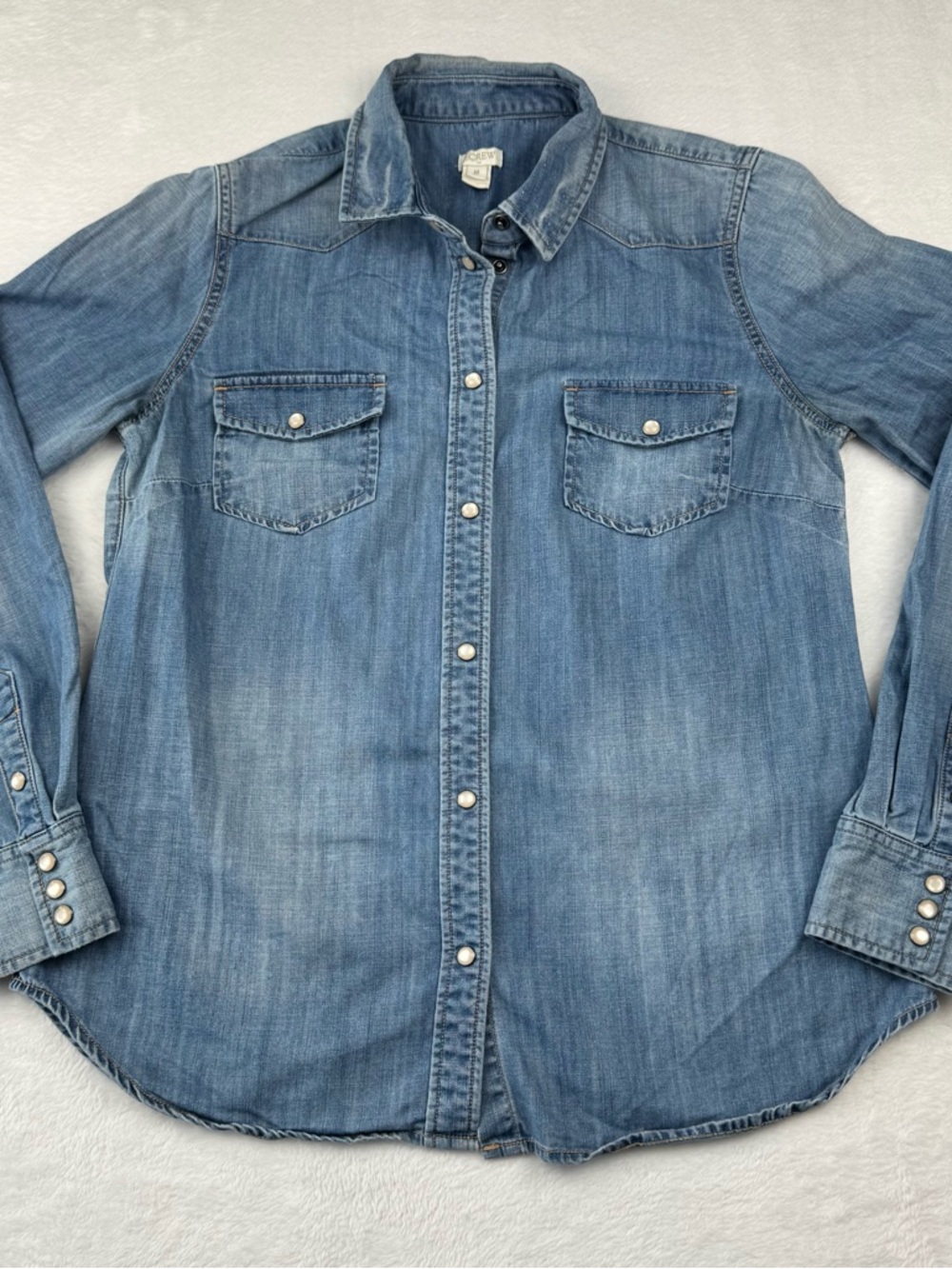 J.Crew denim button-down. pearlized snap closures. Western-style. Women’s size M